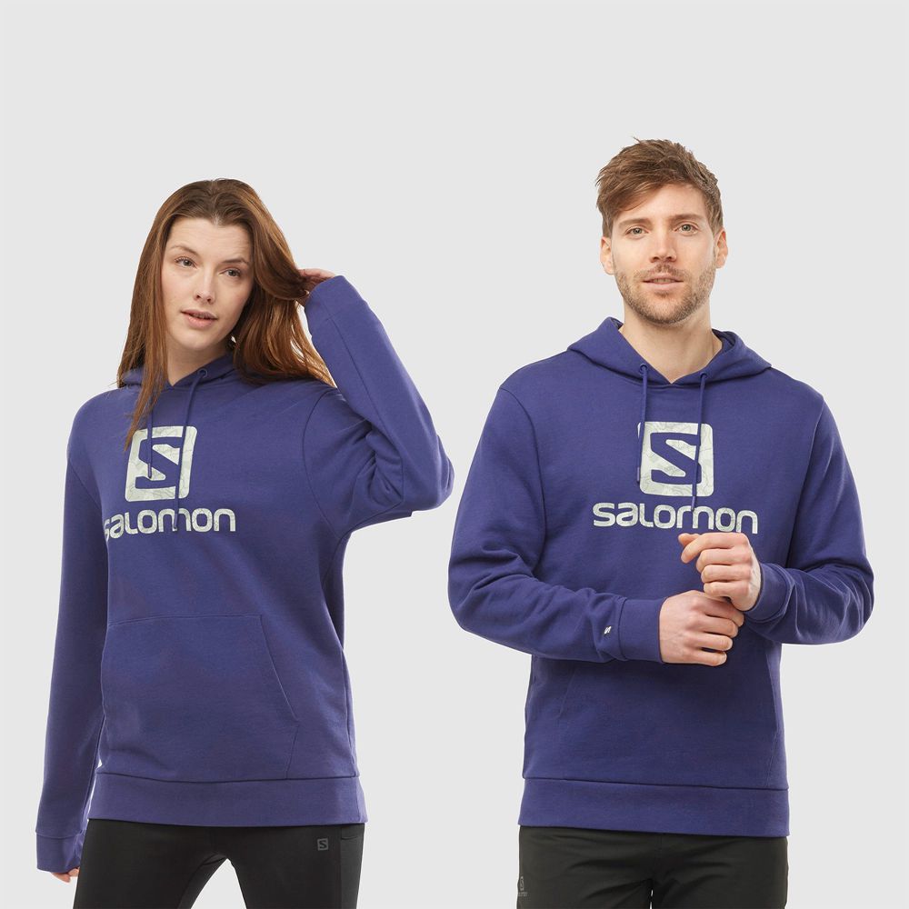 Salomon Singapore Mens Hoodie - OUTLIFE LOGO SUMMER Navy | 46018-CSVL